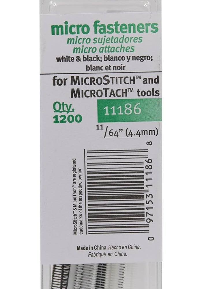 MicroStitch Avery Dennison Micro Stitch Fastener Refills - 4.4mm White & Black, 1200 Count - Image 1